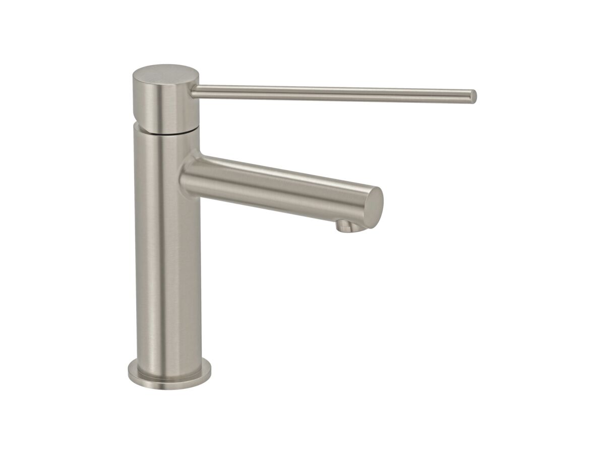 Mizu Drift Basin Mixer Straight Spout with Extended Lever Tap Brushed Nickel (6 Star)
