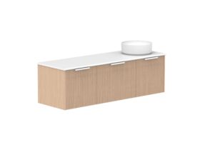 Supporting Image 2- Kado Neue Fluted Square All Drawer 1500mm Wall Hung Vanity with Right Hand Basin 20mm Top Blonde Oak