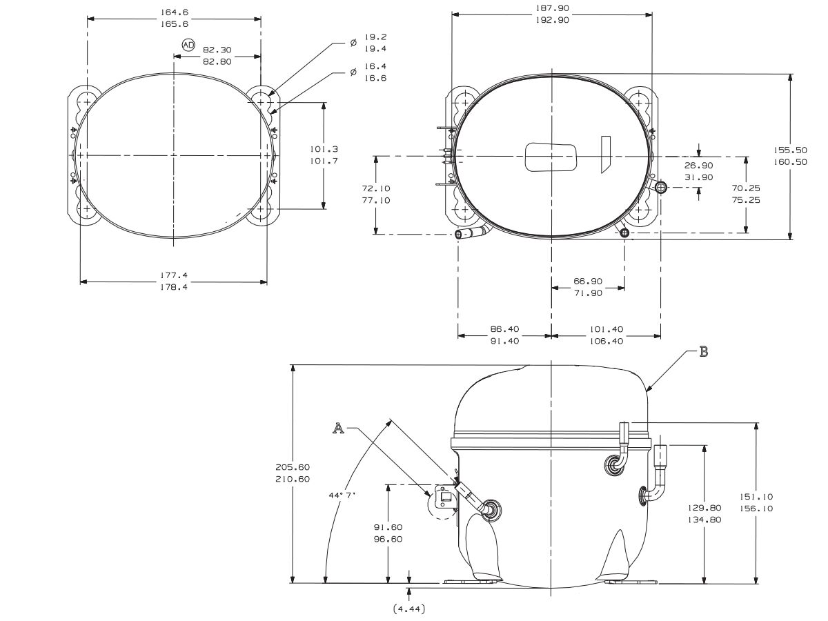 Tecumseh Compressor 1/2hp R404 LBP AE2420Z-FZ1B