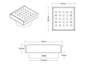 Kado Lux Square Floor Waste 97mm DN80