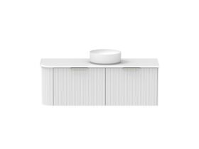 Supporting Image - Kado Neue Fluted Single Curve All Drawer 1350mm Wall Hung Vanity with Centre Basin 20mm Top Ultra White