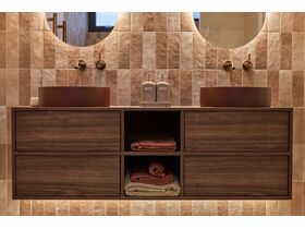 In Situ - Kado Aspect Shelf Vanity Unit 1500mm Double Bowl 4 Drawer Caesarstone Mineral 20mm Top