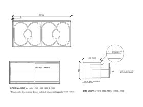 ISSY Blossom II 1000 x 400-500 x 450 Vanity Unit with Two Soft Close Drawer and One Internal Drawer, with Handle