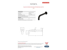 Specification Sheet - Sussex Pure Wall Bath Outlet 250mm PVD Matte Black Lead Free