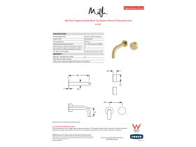 Specification Sheet - Milli Pure Progressive Bath Mixer Tap System 160mm PVD Brushed Gold