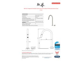 Specification Sheet - Milli Pure Progressive Sink Mixer Tap Set with Pull Out Spray PVD Brushed Nickel (4 Star)