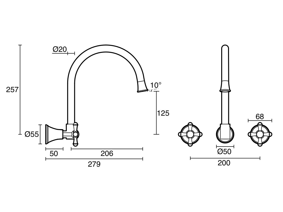 Posh Canterbury Wall Sink Set (4 Star)