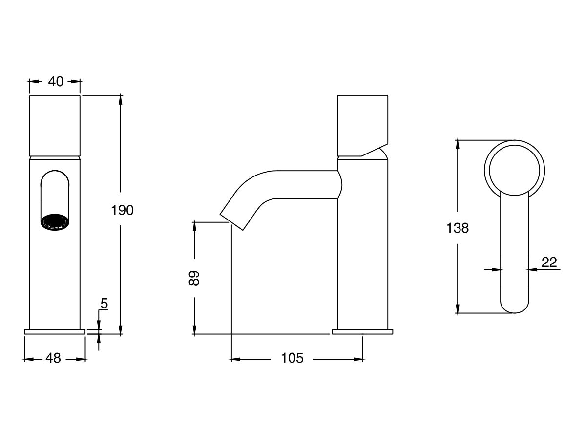 Sussex Pure Basin Mixer Tap Curved Spout (5 Star)
