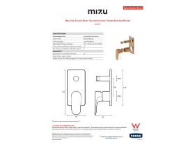 Specification Sheet - Mizu Silk Shower Mixer Tap with Diverter Trimset Brushed Bronze