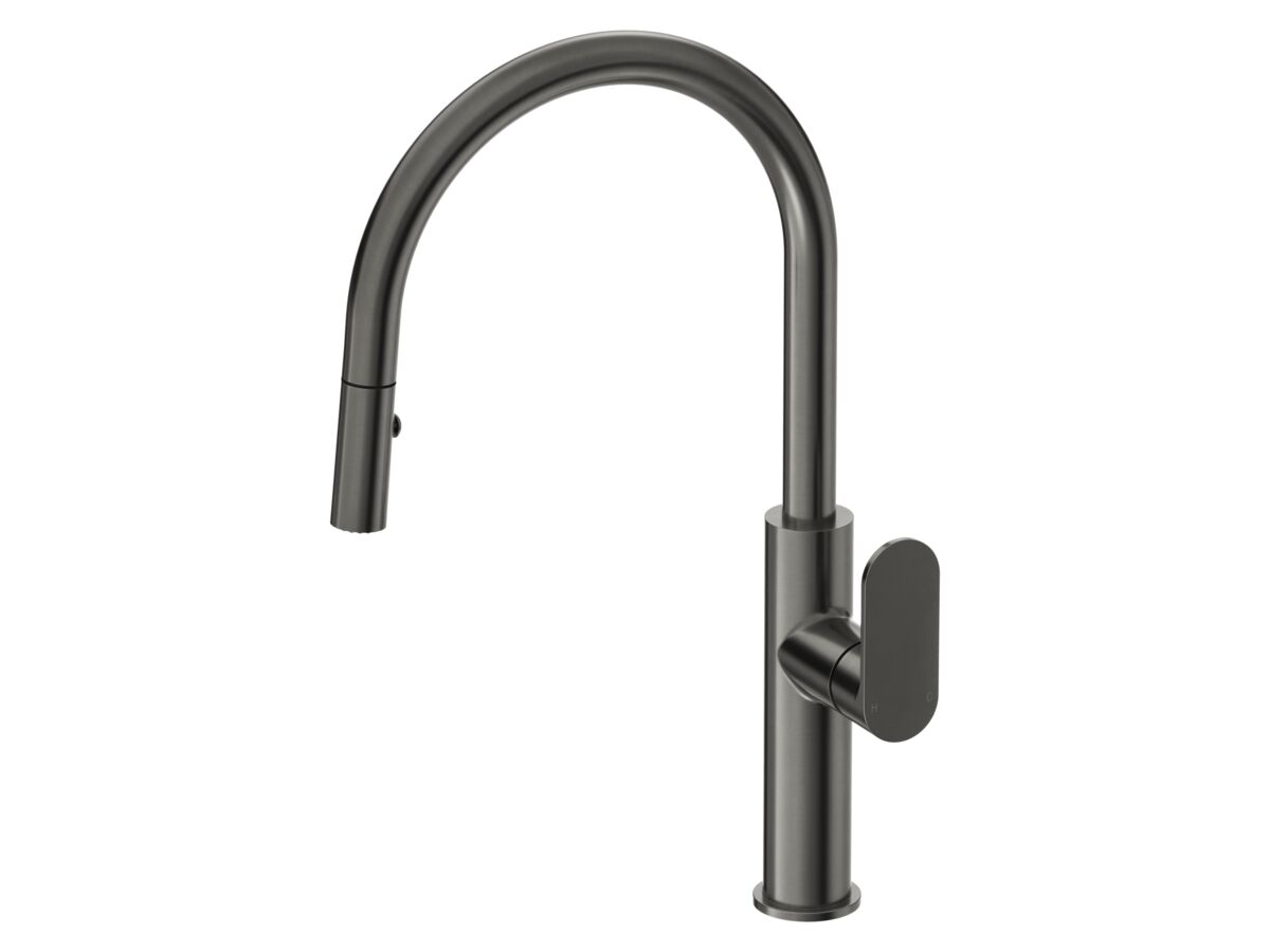 Hero - Mizu Soothe MK2 Gooseneck Pull Out Sink Mixer Curved Brushed Gunmetal (5 Star)