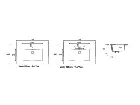 Posh Bristol MK2 Vanity Top Only 1 Taphole 750mm