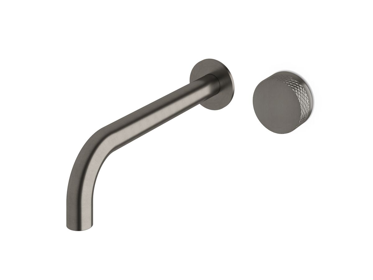 Sussex Pure Progressive Wall Basin Mixer Tap System 250mm with Diamond Textured Handle PVD Brushed Gunmetal (3 Star)
