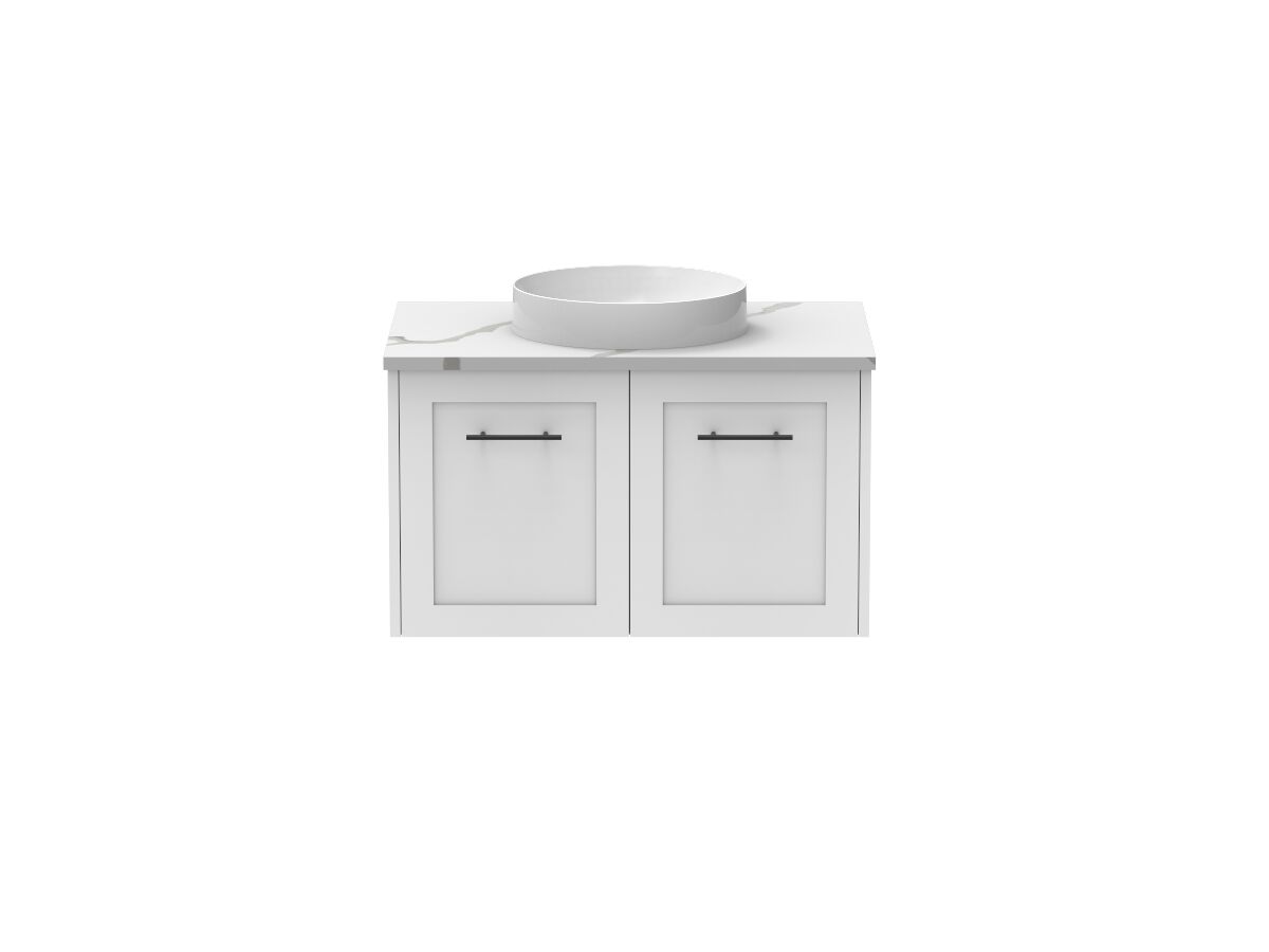 Supporting Image - Kado Lux All Door 750mm Wall Hung Vanity Centre Basin 20mm - White - Front