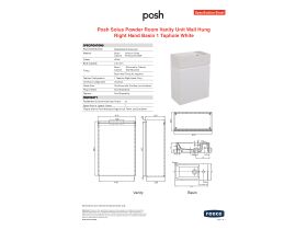 Specification Sheet - Posh Solus 485mm Wall Hung Powder Room Vanity Unit Right Hand Basin 1 Taphole White