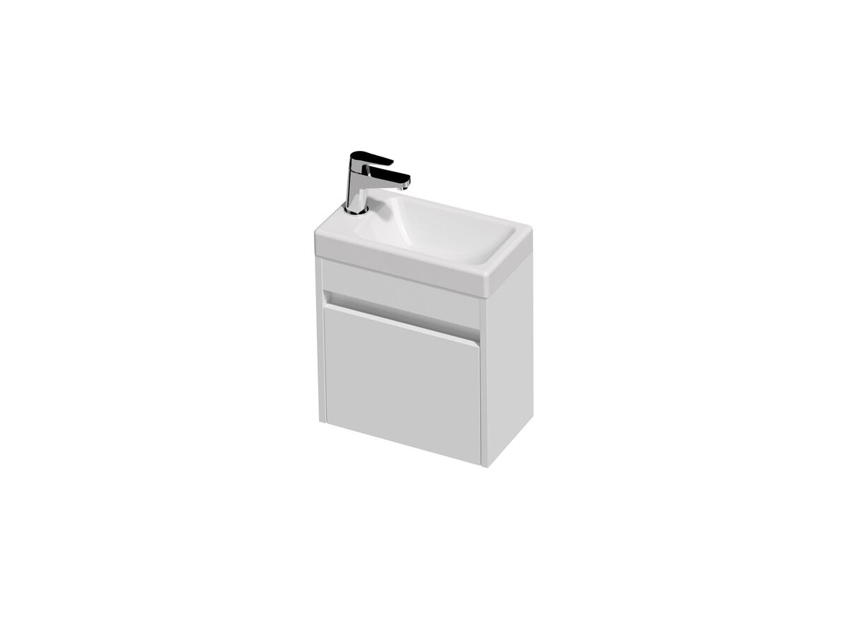 Posh Domaine Mini 400 1 Door Wall Hung White Console Top Gloss White