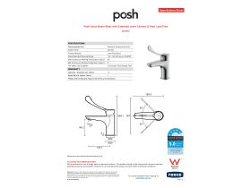 Specification Sheet - Posh Solus Basin Mixer with Extended Lever Chrome (5 Star) Lead Free