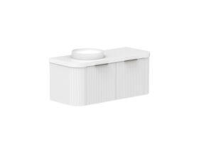 Supporting Image 2- Kado Neue Fluted Double Curve All Drawer 1200mm Wall Hung Vanity with Left Hand Basin Durasein 50mm Top Ultra White