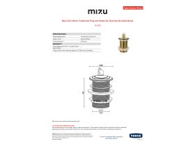 Specification Sheet - Mizu Drift 40mm Traditional Plug & Waste No Overflow Brushed Brass
