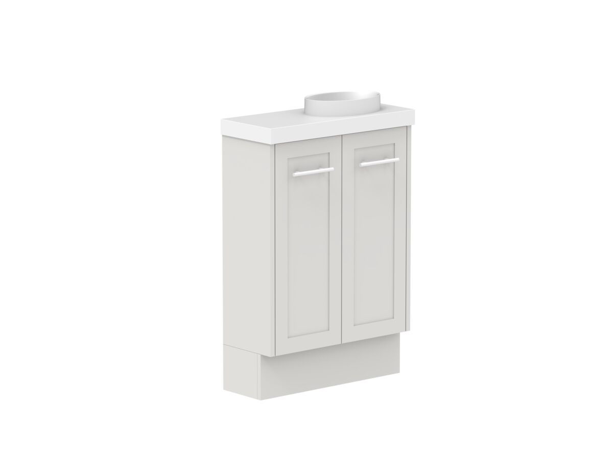 Supporting Image - Kado Lux Petite Vanity Unit Floor Mount 600mm Right Bowl 50mm Top (Basin Included)