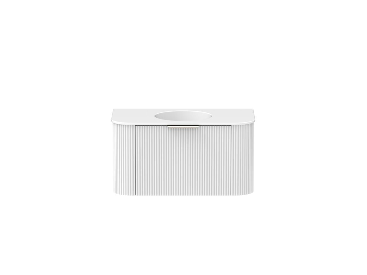 Supporting Image - Kado Neue Fluted Double Curve 900mm Wall Hung Vanity Centre Basin Matte White Ceramic Top Ultra White