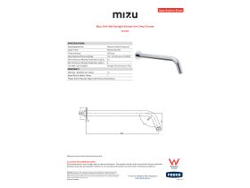 Specification Sheet - Mizu Drift Wall Straight Shower Arm Only Chrome