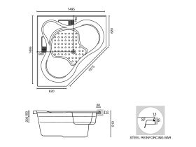 Posh Solus 1500 Corner Bath or Spa White Only