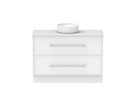Supporting Image - Kado Lux All Drawer 1200mm Floor Mounted Vanity Centre Basin 20mm - White Shaker Front