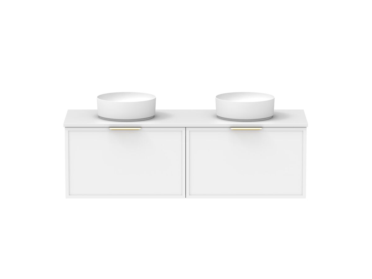 Supporting Image - Kado Lux Slim All Drawer 1500mm Wall Hung Vanity with Double Basin 20mm Top Matte White