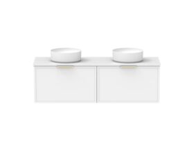 Supporting Image - Kado Lux Slim All Drawer 1500mm Wall Hung Vanity with Double Basin 20mm Top Matte White