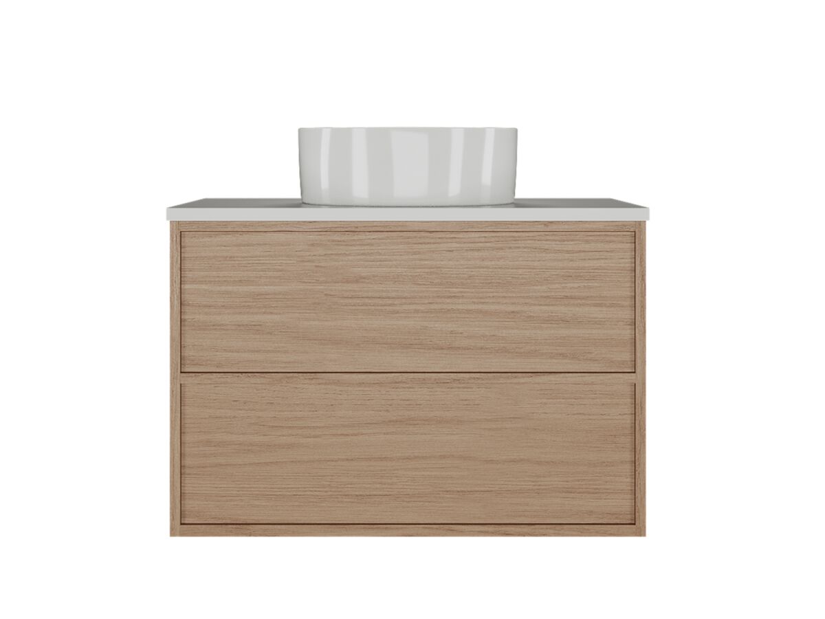Supporting Image - Kado Aspect Wall Hung Vanity Unit 750mm 2 Drawer Corian 20mm Top - Boston Oak