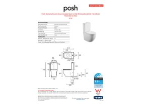 Specification Sheet - Posh Domaine Round Close Coupled Back to Wall Rimless Back Inlet Toilet Suite Thick Seat (4 Star)