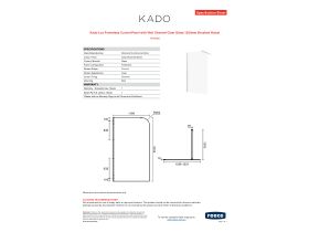 Specification Sheet - Kado Lux Frameless Curved Panel with Wall Channel Clear Glass 1200mm Brushed Nickel
