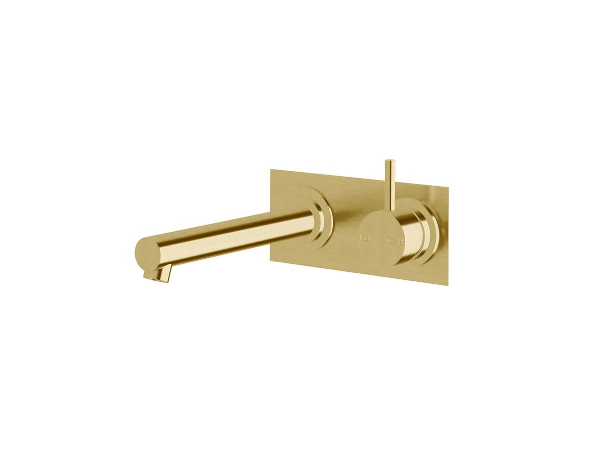Sussex Scala Straight Wall Basin Mixer Tap System Right Hand Mixer Tap 200mm Outlet LUX PVD Brushed Pure Gold (6 Star)