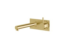 Sussex Scala Straight Wall Basin Mixer Tap System Right Hand Mixer Tap 200mm Outlet LUX PVD Brushed Pure Gold (6 Star)