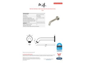 Specification Sheet - Milli Etch Wall Basin / Bath Outlet 200mm Brushed Nickel (6 Star)