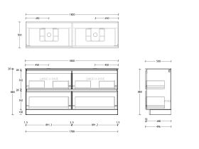 Posh Domaine & Domaine Plus All-Drawer Twin 1800mm Floor Mounted Vanity Unit Double Bowl (No Basin)
