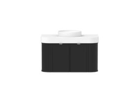 Supporting Image - Kado Era Double Curve All Door 900mm Wall Hung Vanity Centre Basin 90mm Durasein Top Matte Black