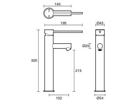 Sussex Scala Extended Basin Mixer Tap with 150mm Extension Pin