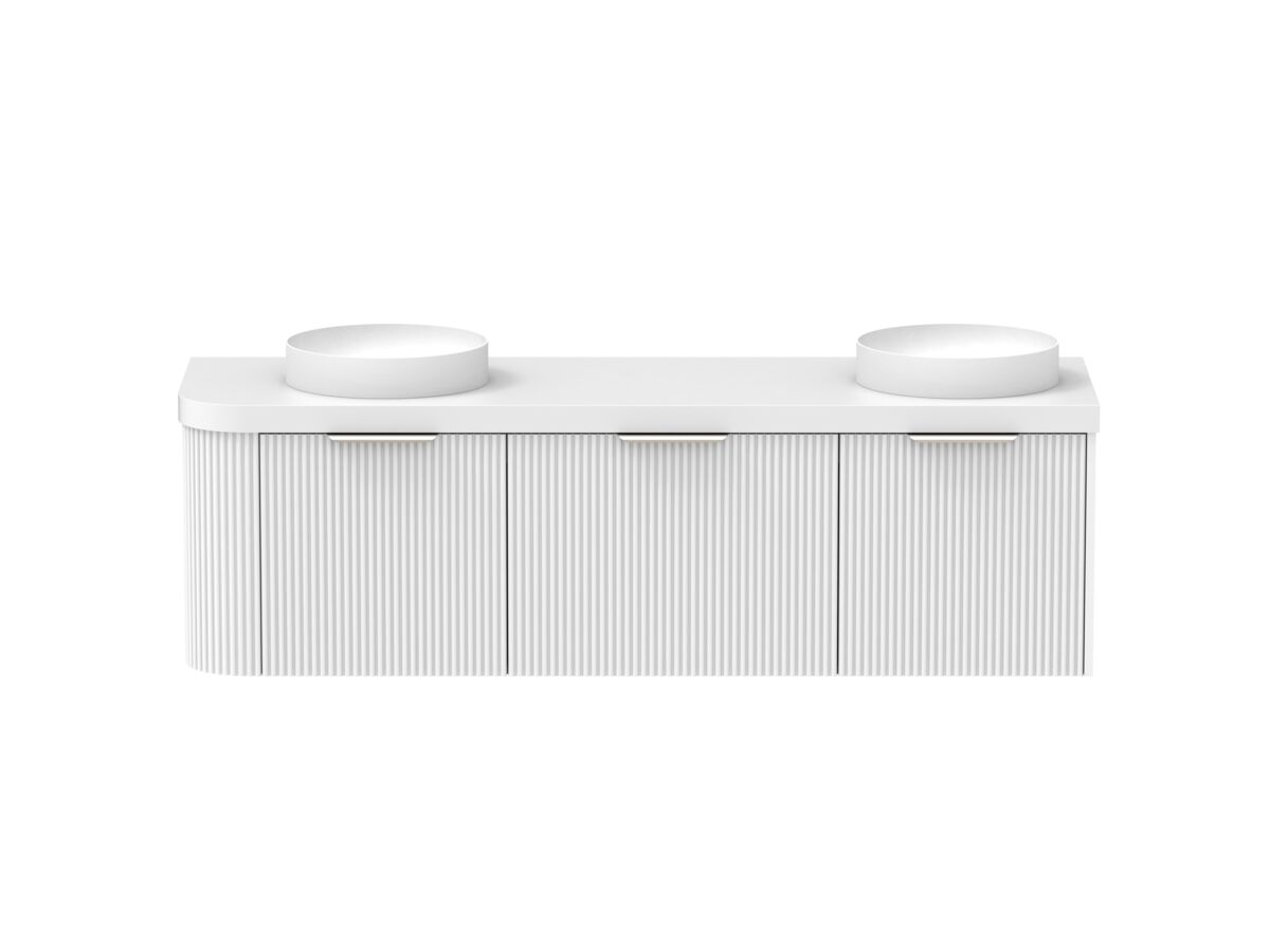 Supporting Image - Kado Neue Fluted Single Curve All Drawer 1650mm Wall Hung Vanity with Double Basin Durasein 50mm Top Ultra White