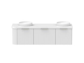 Supporting Image - Kado Neue Fluted Single Curve All Drawer 1650mm Wall Hung Vanity with Double Basin Durasein 50mm Top Ultra White
