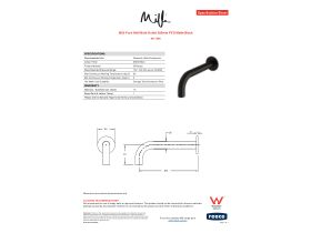 Specification Sheet - Milli Pure Wall Bath Outlet 200mm PVD Matte Black
