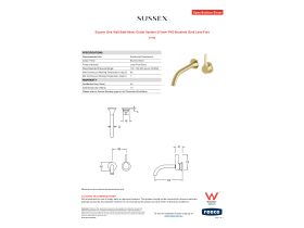 Specification Sheet - Sussex Oria Wall Bath Mixer Outlet System 215mm PVD Brushed Gold Lead Free