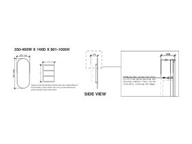 ISSY Blossom 350-400 x 801-1000mm Mirror with Shaving Cabinet (Recessed)