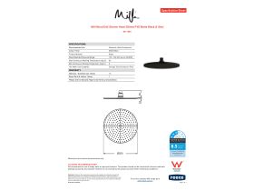 Specification Sheet - Milli Mood Edit Shower Head 250mm PVD Matte Black (3 Star)