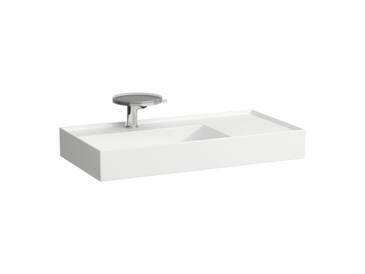 LAUFEN Kartell Wall/Counter Left Hand Basin 1 Tap Hole 900x460 with Fixing Bolts White