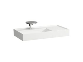 LAUFEN Kartell Wall/Counter Left Hand Basin 1 Tap Hole 900x460 with Fixing Bolts White