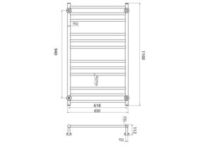 Posh Domaine Heated Towel Rail 650mm x 1100mm Polished Stainless Steel