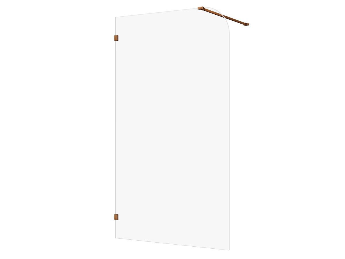 Hero - Kado Lux Frameless Curved Panel with Wall Clips Clear Glass 1200mm Brushed Bronze