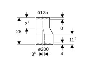 Geberit Long Eccentric Reducer 200mm x 125mm