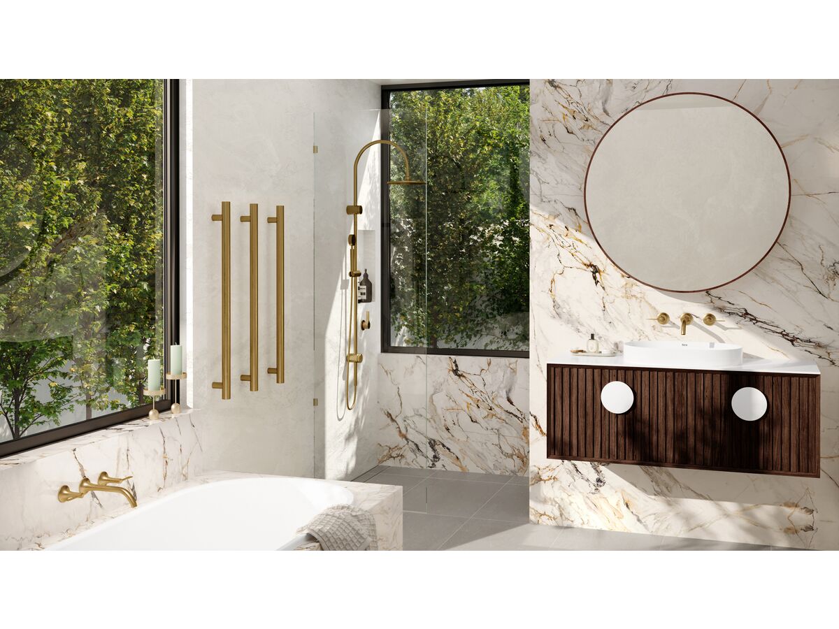 Hydrotherm Pure Vertical Heated Towel Rail 900 x 38mm PVD Brushed Gold